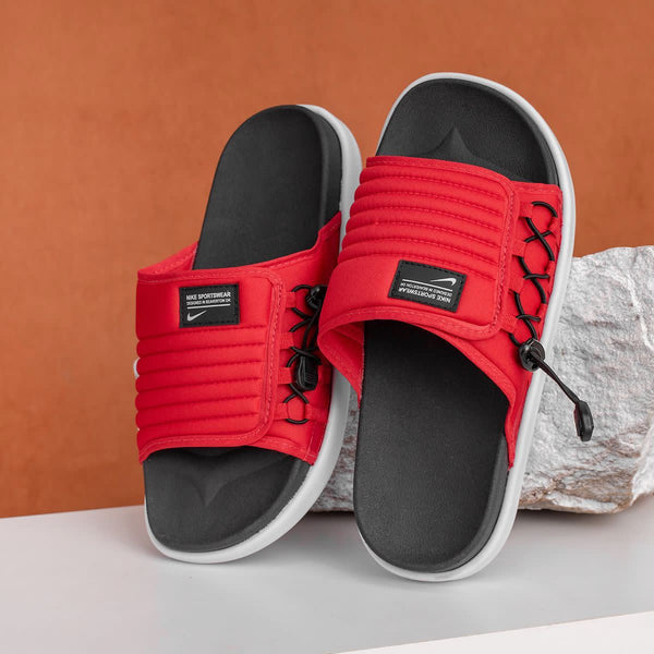 Slide Esportivo Acolchoado Masculino Preto Vermelho |  Estilo Urbano e Máximo Conforto