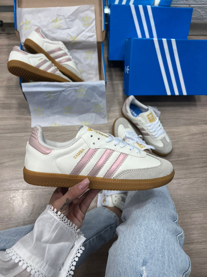 Adidas Samba Premium Branco e Rosa Atacado