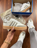 Tênis Adidas Samba Retrô Branco Cinza Feminino Premium