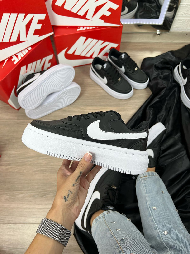 Tênis Nike Plataforma Court Vision Preto Branco Feminino Premium