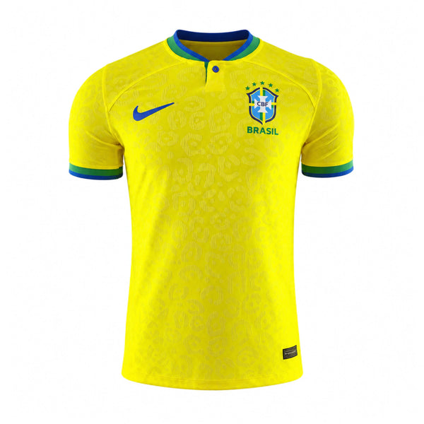Camisa Seleção Brasileira I 2022 - Torcedor Nike Masculina - Amarela com detalhes em verde