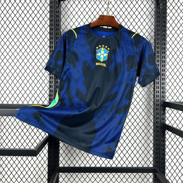 Camiseta Brasil Azul Seleção Masculina Algodão Dry Fit Esportiva