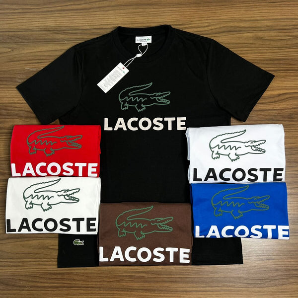 Pack 6 Camisetas - LACOSTE BIG CROCODILE LOGO ESTAMPADA - Grade 2-M 2-G 2-GG