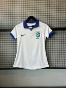 Camisa Feminina do Brasil Branca com detalhes azul - Nacional Premium