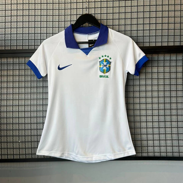 Camisa Feminina do Brasil Branca com detalhes azul - Nacional Premium