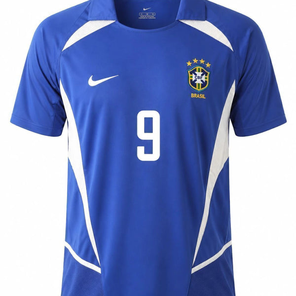Camisa Retrô 2002 Seleção Brasileira II Nike Masculina - Azul (RONALDO - 9)