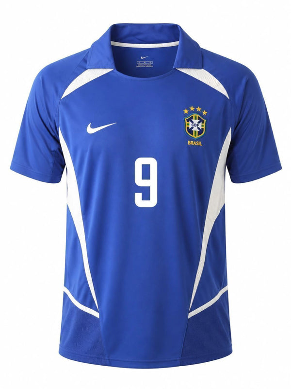 Camisa Retrô 2002 Seleção Brasileira II Nike Masculina - Azul (RONALDO - 9)