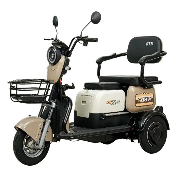 TRICICLO ELETRICA T5 500W BRANCO/BEGE BATERIA DE CHUMBO 60V MARCA GTS - JD-21